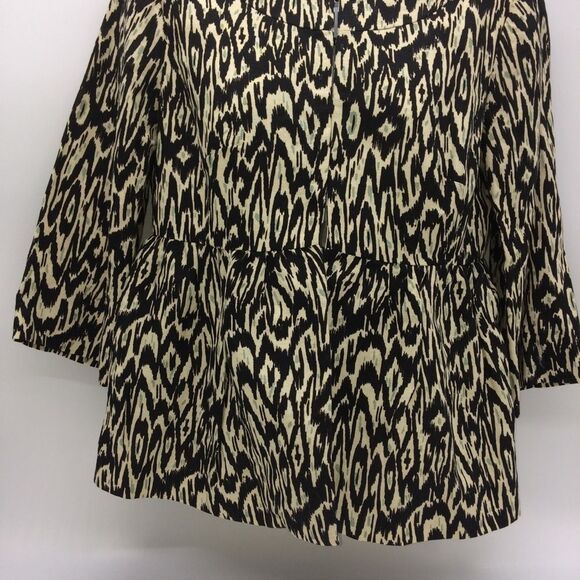 Nanette Lepore Womens Tribal Black/White/Teal-Gray 3/4 Length Sleeve Blazer-Sz 4 - Picture 4 of 14